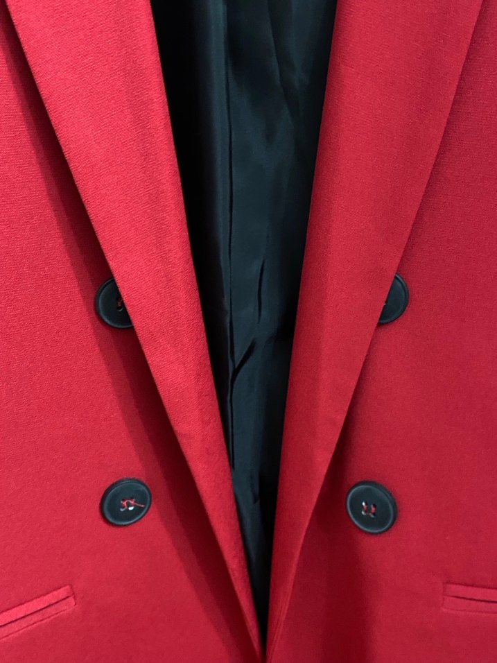 Koyu Kırmızı Düğmeli Kadın Blazer Ceket - Görsel 4