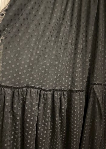 Puantiye Desenli Siyah Uzun Pilili Etek - Görsel 2