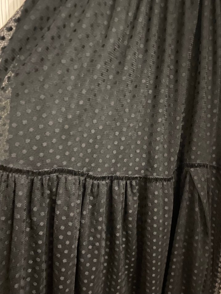 Puantiye Desenli Siyah Uzun Pilili Etek - Görsel 2