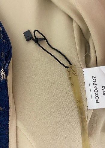 Dantelli Lacivert Midi Kadın Abiye Elbise - Görsel 8