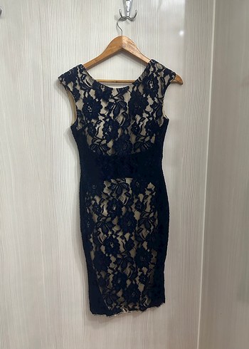 Dantelli Lacivert Midi Kadın Abiye Elbise - Görsel 4