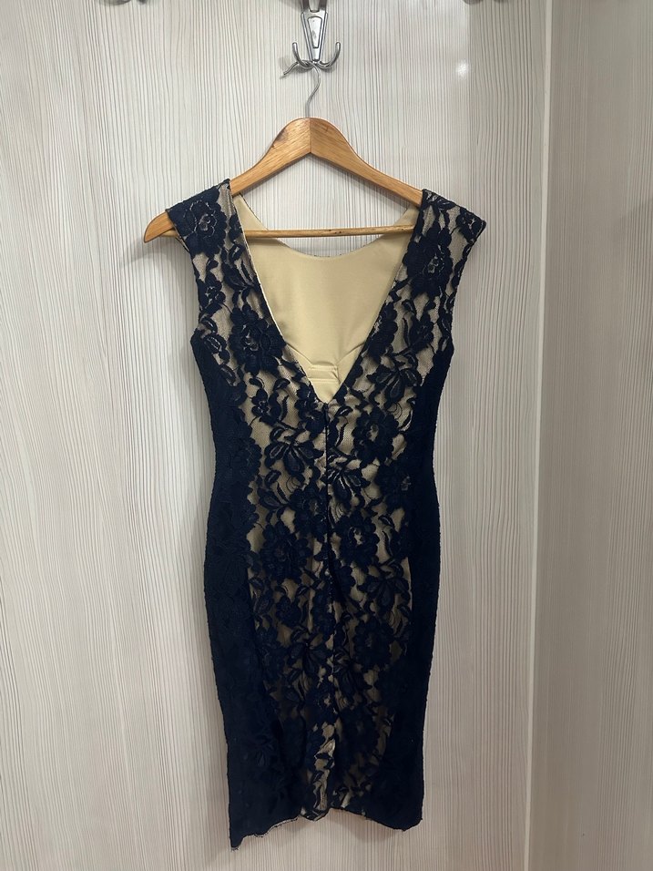 Dantelli Lacivert Midi Kadın Abiye Elbise - Görsel 5