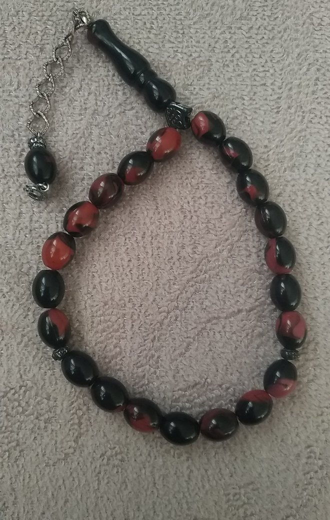 Bordo Siyah Gotik Erkek Tesbih - Görsel 3