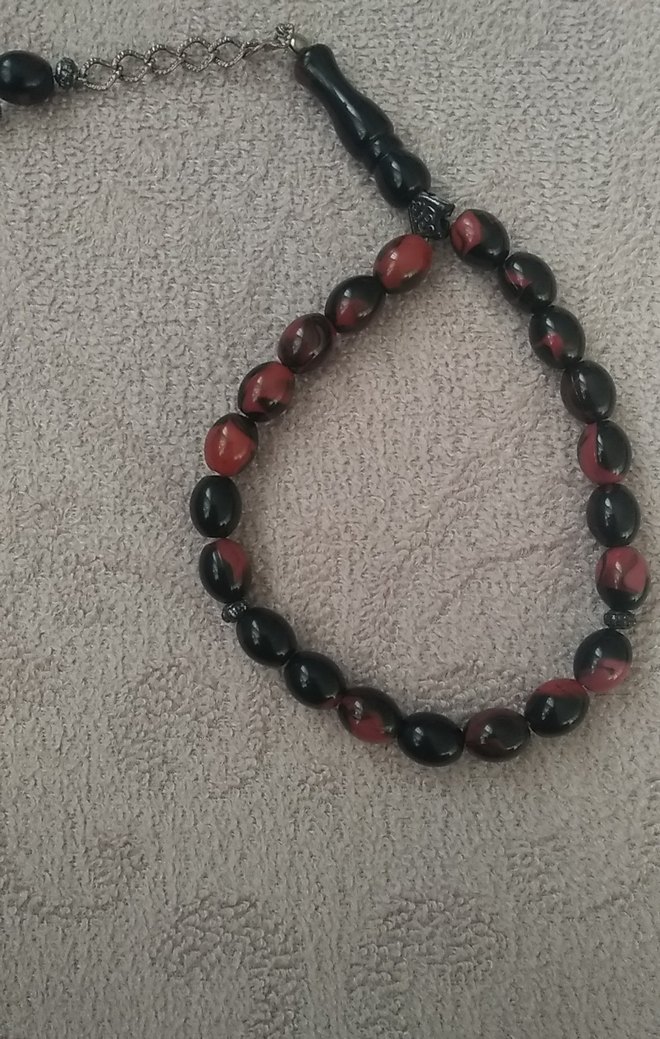 Bordo Siyah Gotik Erkek Tesbih - Görsel 2