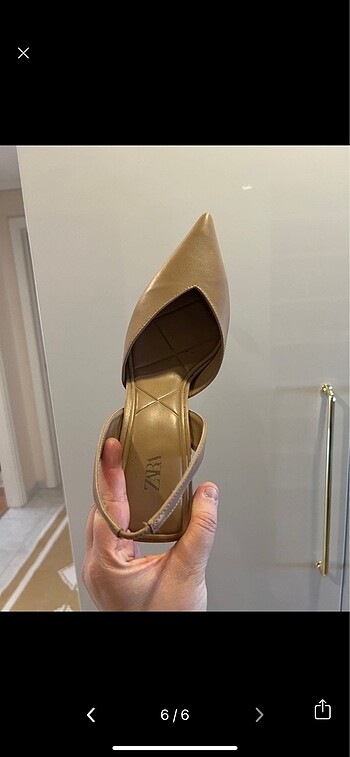 Zara Deri Nude Topuklu Ayakkabı