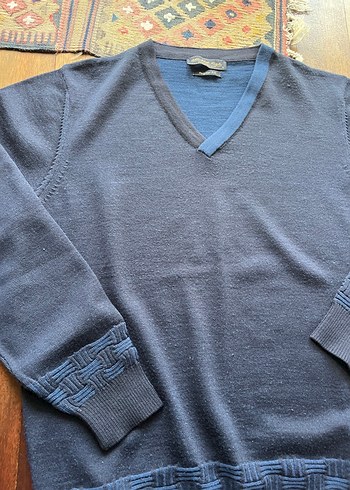 Erkek Lacivert V Yaka Triko Kazak - Görsel 7