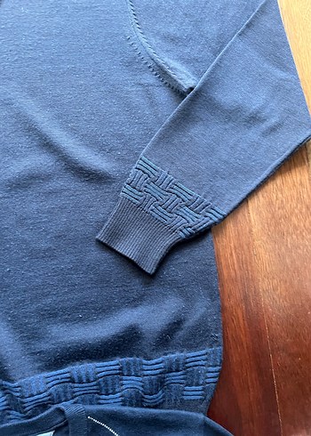 Erkek Lacivert V Yaka Triko Kazak - Görsel 6