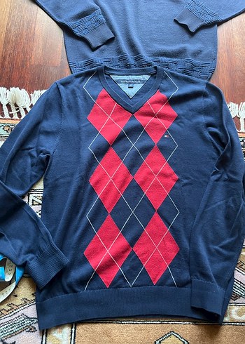 Erkek Lacivert V Yaka Triko Kazak - Görsel 2