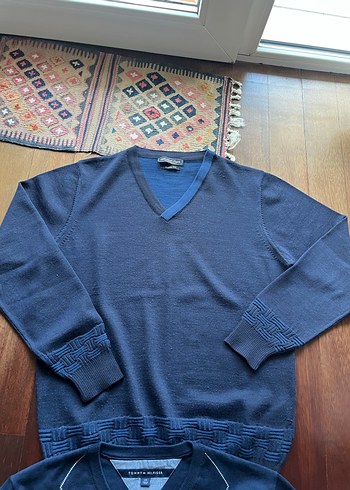 Erkek Lacivert V Yaka Triko Kazak - Görsel 4