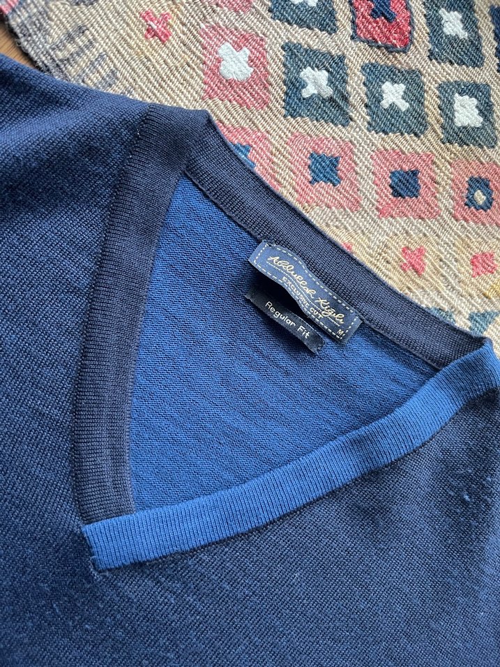 Erkek Lacivert V Yaka Triko Kazak - Görsel 5