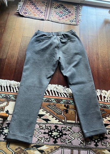 Gri Bol Kesim Kemerli Erkek Pantolon - Görsel 5