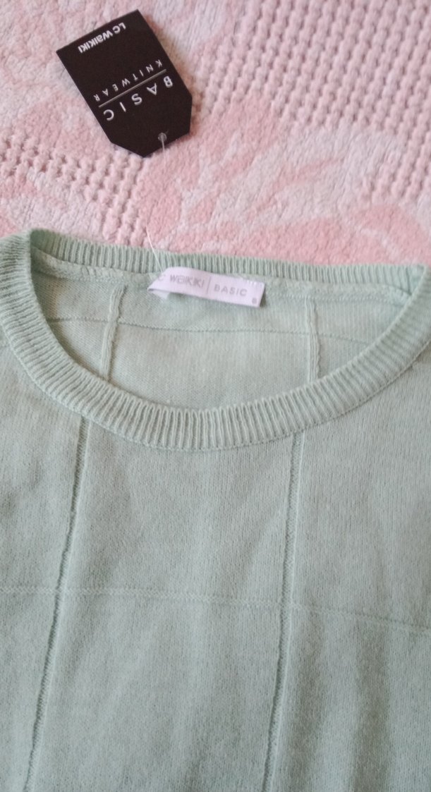 Yeşil Kadın Örgü Uzun Kollu Kazak - Görsel 2