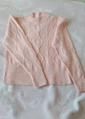 Pembe Triko Kadın Kazak, Yuvarlak Yaka, Rahat Kesim - Görsel 2