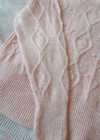 Pembe Triko Kadın Kazak, Yuvarlak Yaka, Rahat Kesim - Görsel 5