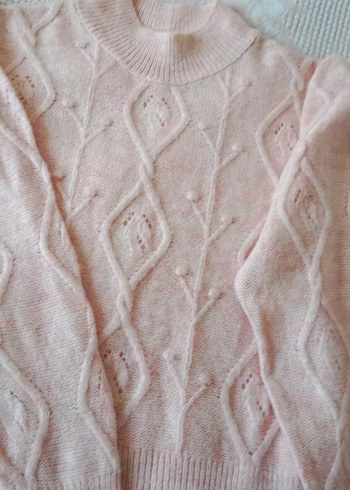 Pembe Triko Kadın Kazak, Yuvarlak Yaka, Rahat Kesim - Görsel 4