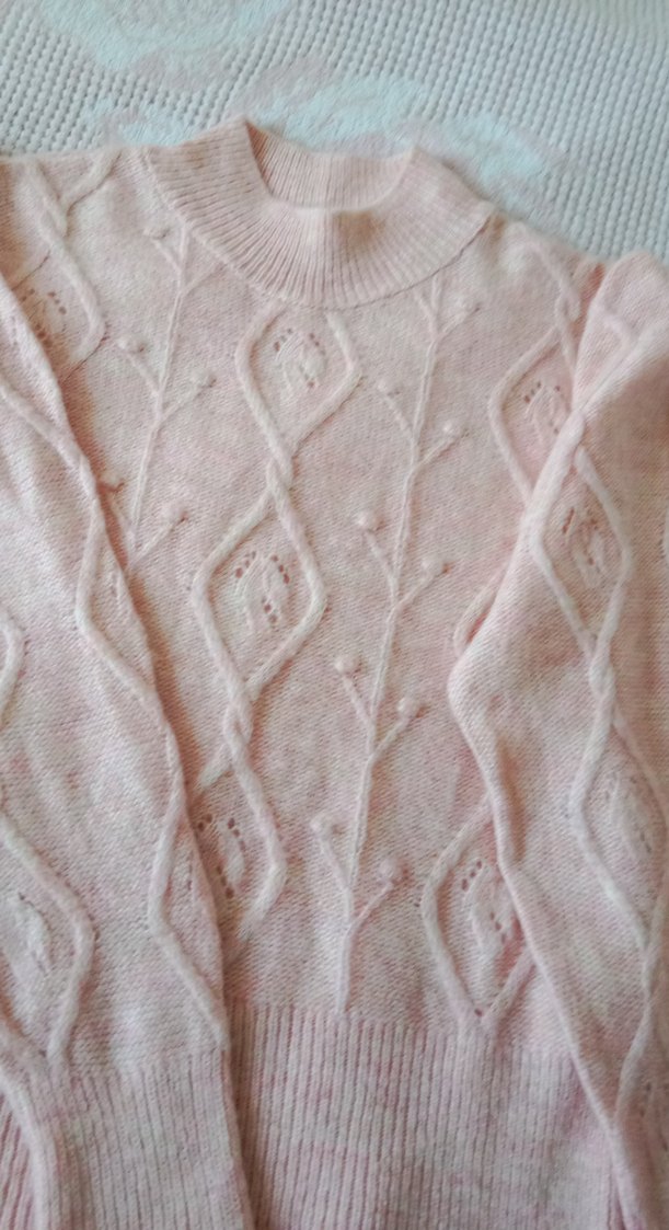 Pembe Triko Kadın Kazak, Yuvarlak Yaka, Rahat Kesim - Görsel 4