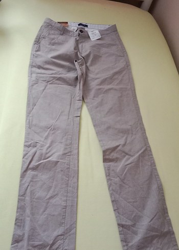 Erkek Bej Keten Rahat Kesim Pantolon - Görsel 2