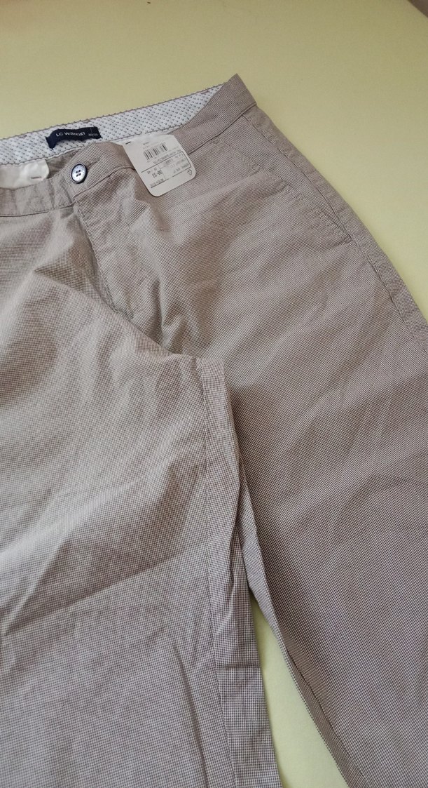 Erkek Bej Keten Rahat Kesim Pantolon - Görsel 5