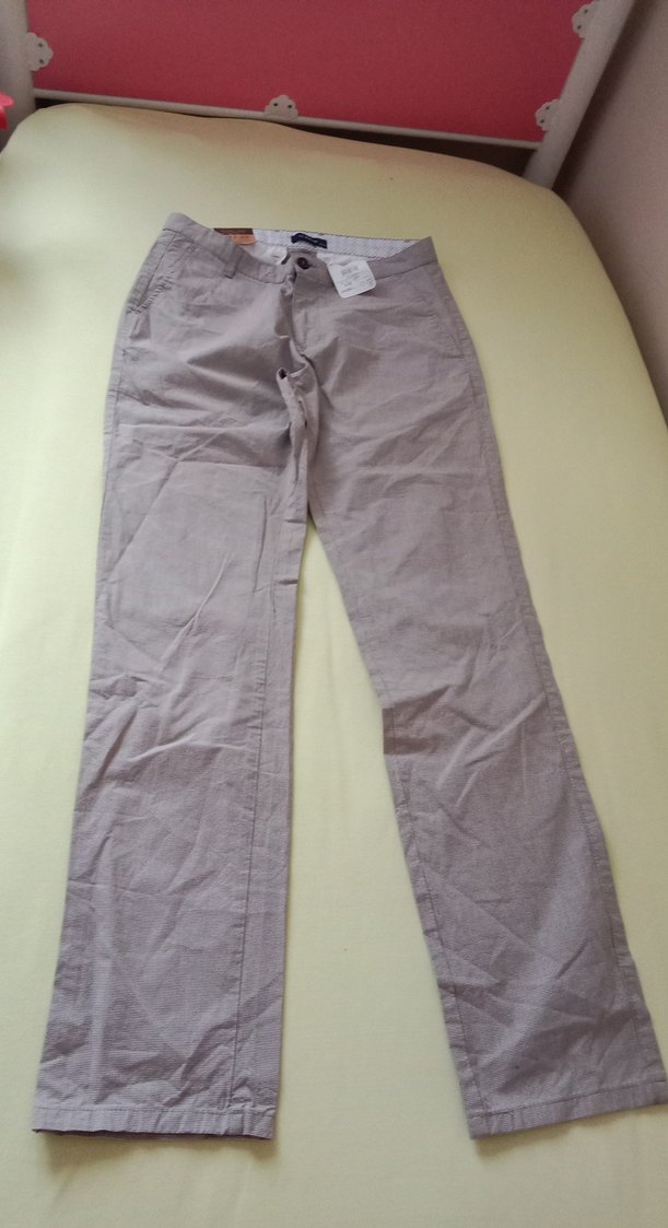 Erkek Bej Keten Rahat Kesim Pantolon - Görsel 2