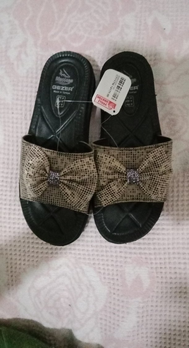 Yılan Desenli Kahverengi Kadın Terlik - Görsel 3