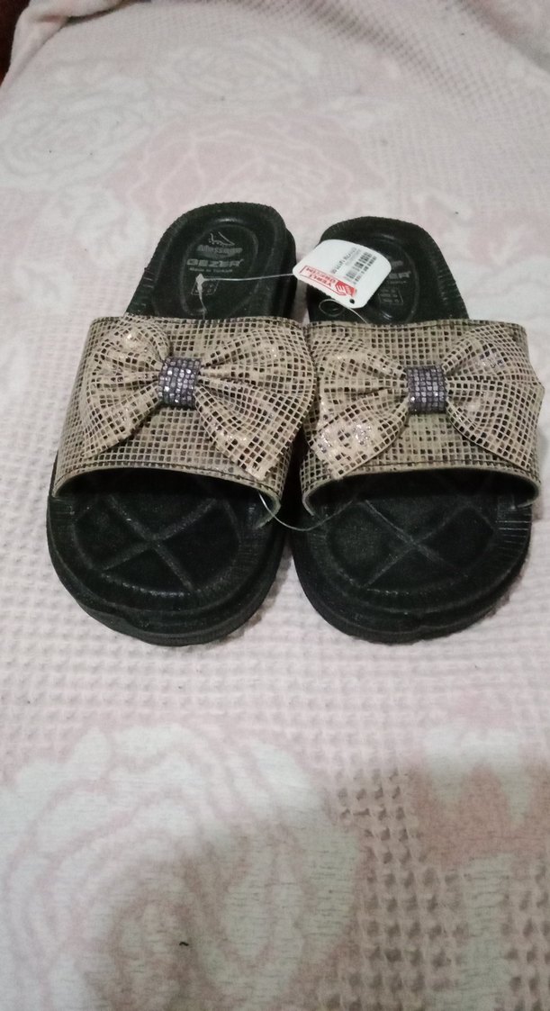 Yılan Desenli Kahverengi Kadın Terlik - Görsel 2