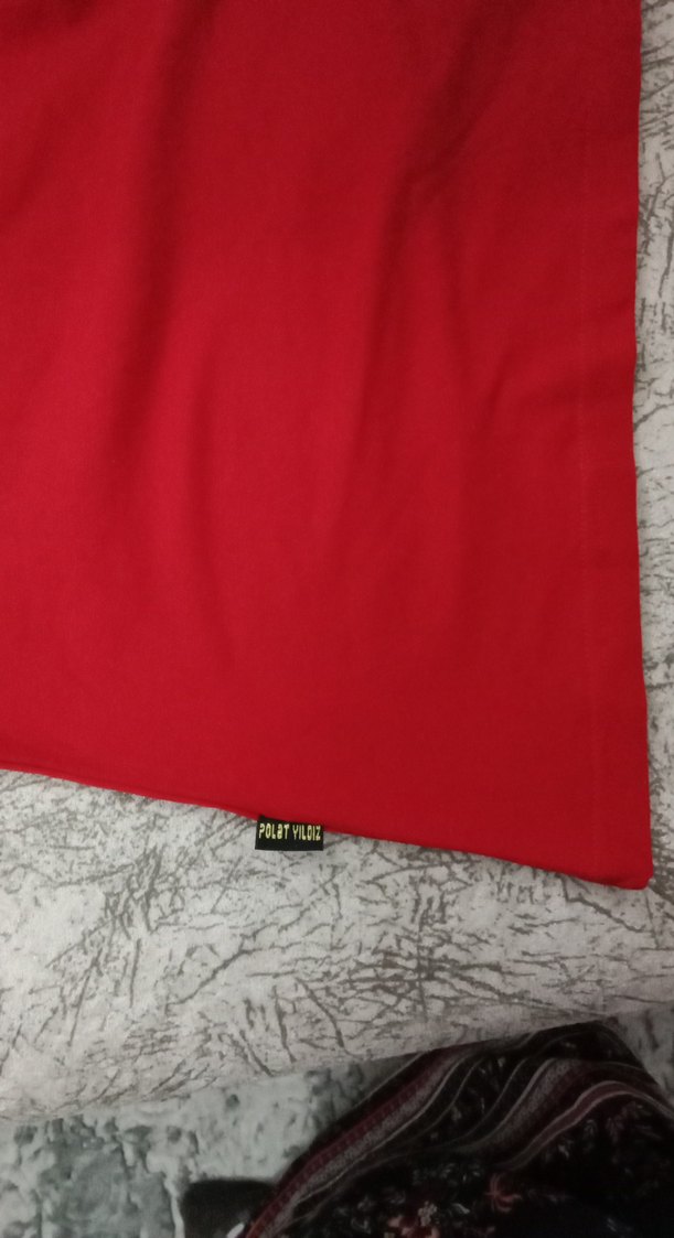 Kırmızı V Yaka detayi dantel Uzun Kollu Kadın penye - Görsel 5