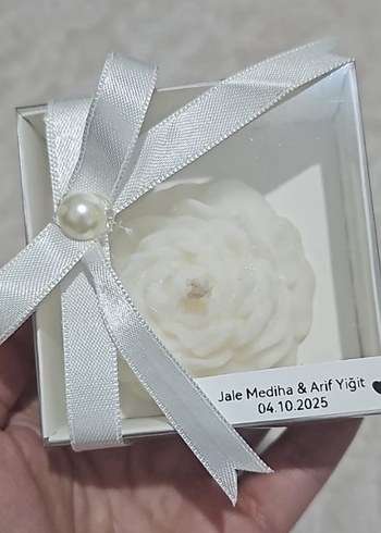 Beyaz Şakayık mum Nikah Hediyesi