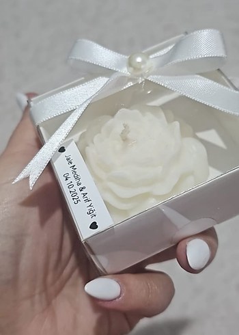 Diğer Beyaz Şakayık mum Nikah Hediyesi