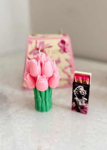 Zara Home Pembe Lale Tasarımlı Mum ve Kutusu