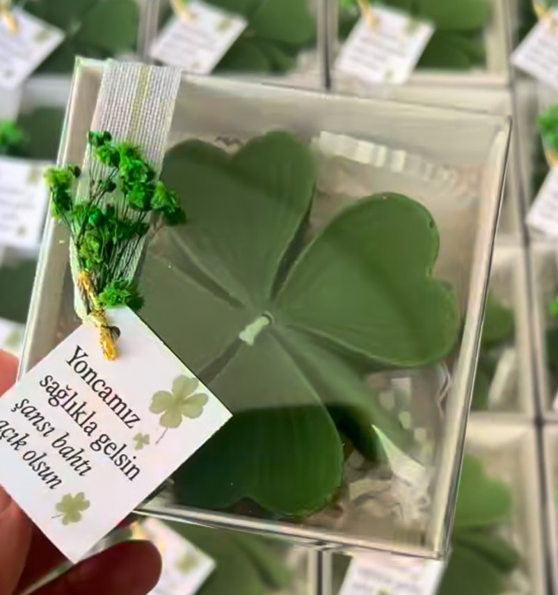 Yeşil Yonca mum - Görsel 2