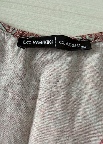 LC Waikiki Pembe V Yaka Uzun Keten Elbise