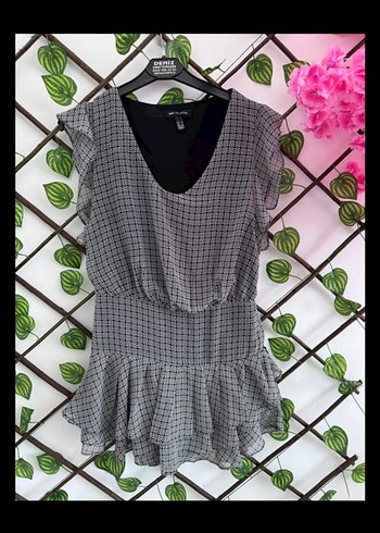 Gri Fırfırlı Bohem Mini Elbise - Görsel 3