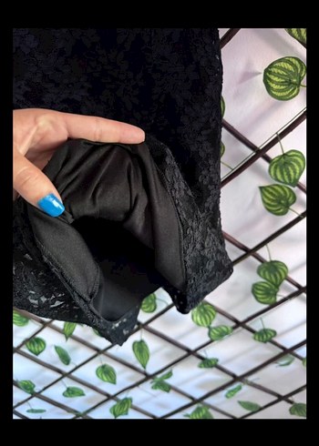 Dantel Detaylı Siyah Mini Elbise - Görsel 6