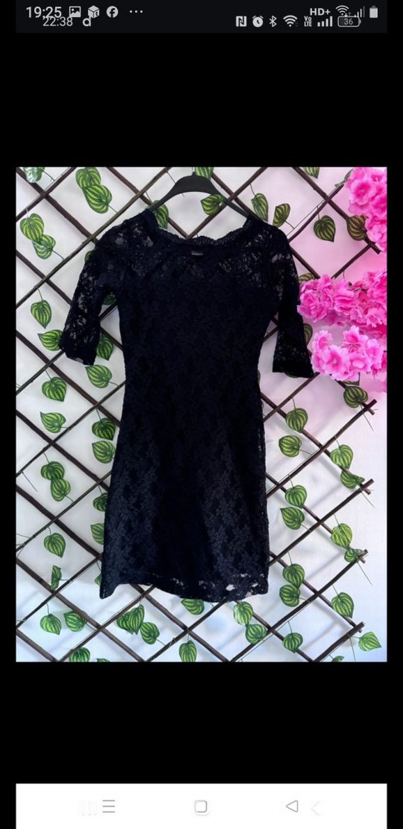 Dantel Detaylı Siyah Mini Elbise - Görsel 5