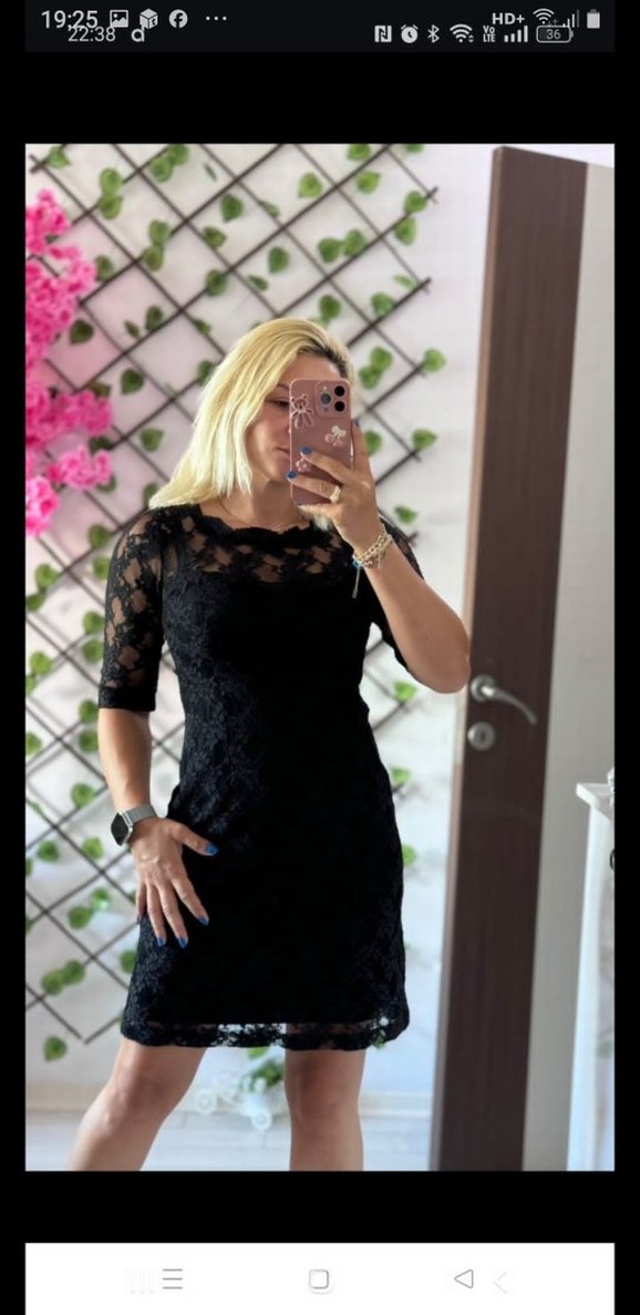 Dantel Detaylı Siyah Mini Elbise - Görsel 3