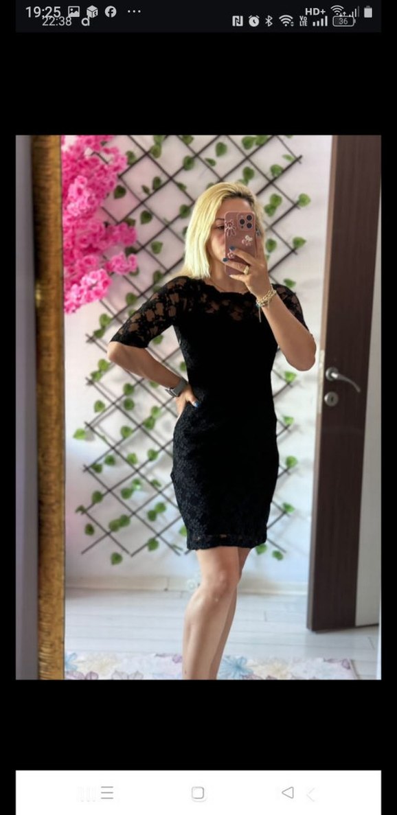 Dantel Detaylı Siyah Mini Elbise - Görsel 2