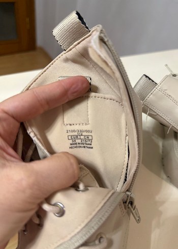 Zara Bej Deri Platform Topuklu 34 numara Bot - Görsel 4