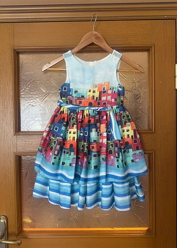 Panço 9 yaş Renkli Şık tasarım Kız Elbisesi - Görsel 2