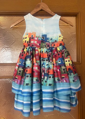 Panço 9 yaş Renkli Şık tasarım Kız Elbisesi - Görsel 3