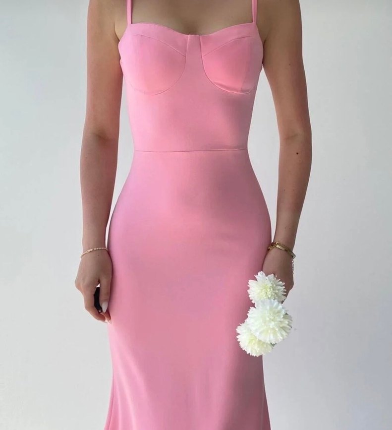 Pembe Uzun Volanlı Elbise - Görsel 2