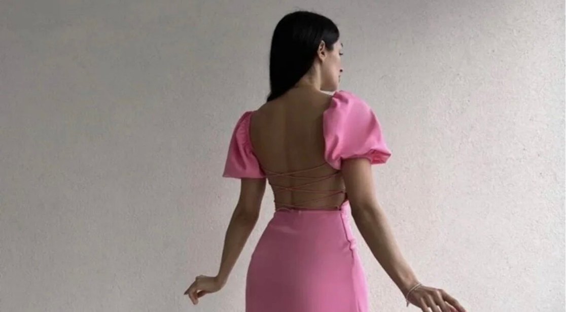 Parlak Mavi Straplez Mini Elbise sırt dekolteli - Görsel 3