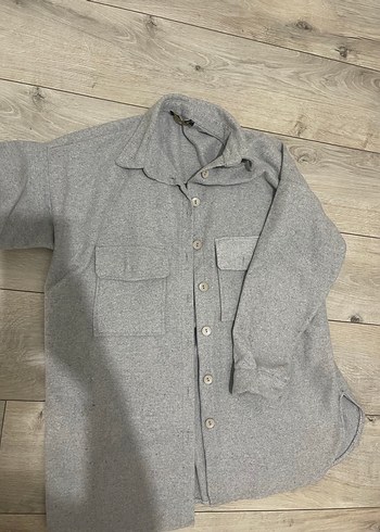 Düğmeli Gri Midi Kadın gömlek - Görsel 2