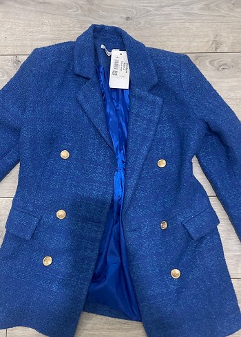 Düğmeli Mavi Kadın Blazer Ceket - Görsel 2