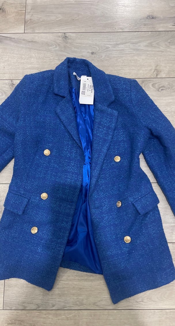 Düğmeli Mavi Kadın Blazer Ceket - Görsel 2