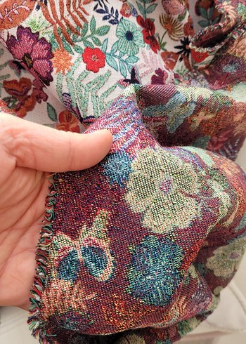 Pamuk brokar kumaş Beyaz zeminli 140x200 cm - Görsel 5