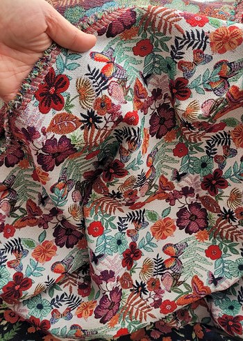 Pamuk brokar kumaş Beyaz zeminli 140x200 cm - Görsel 2