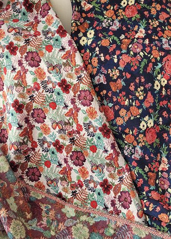 Pamuk brokar kumaş Beyaz zeminli 140x200 cm - Görsel 7