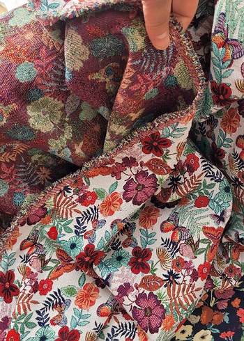 Pamuk brokar kumaş Beyaz zeminli 140x200 cm - Görsel 6