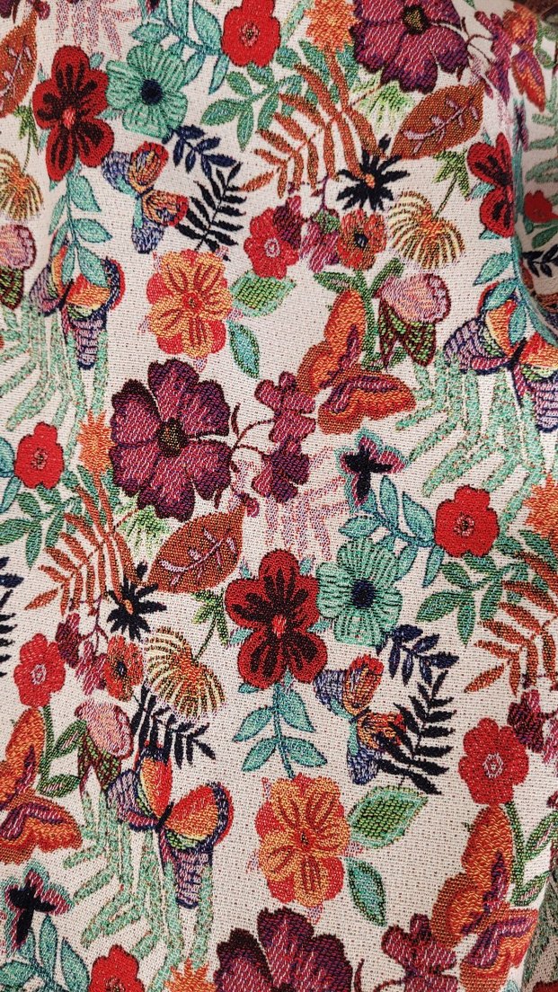 Pamuk brokar kumaş Beyaz zeminli 140x200 cm - Görsel 3