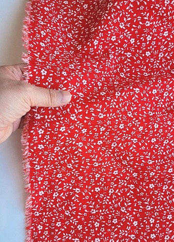 universal Beden kırmızı Renk Çıtır çiçekli keten kumaş